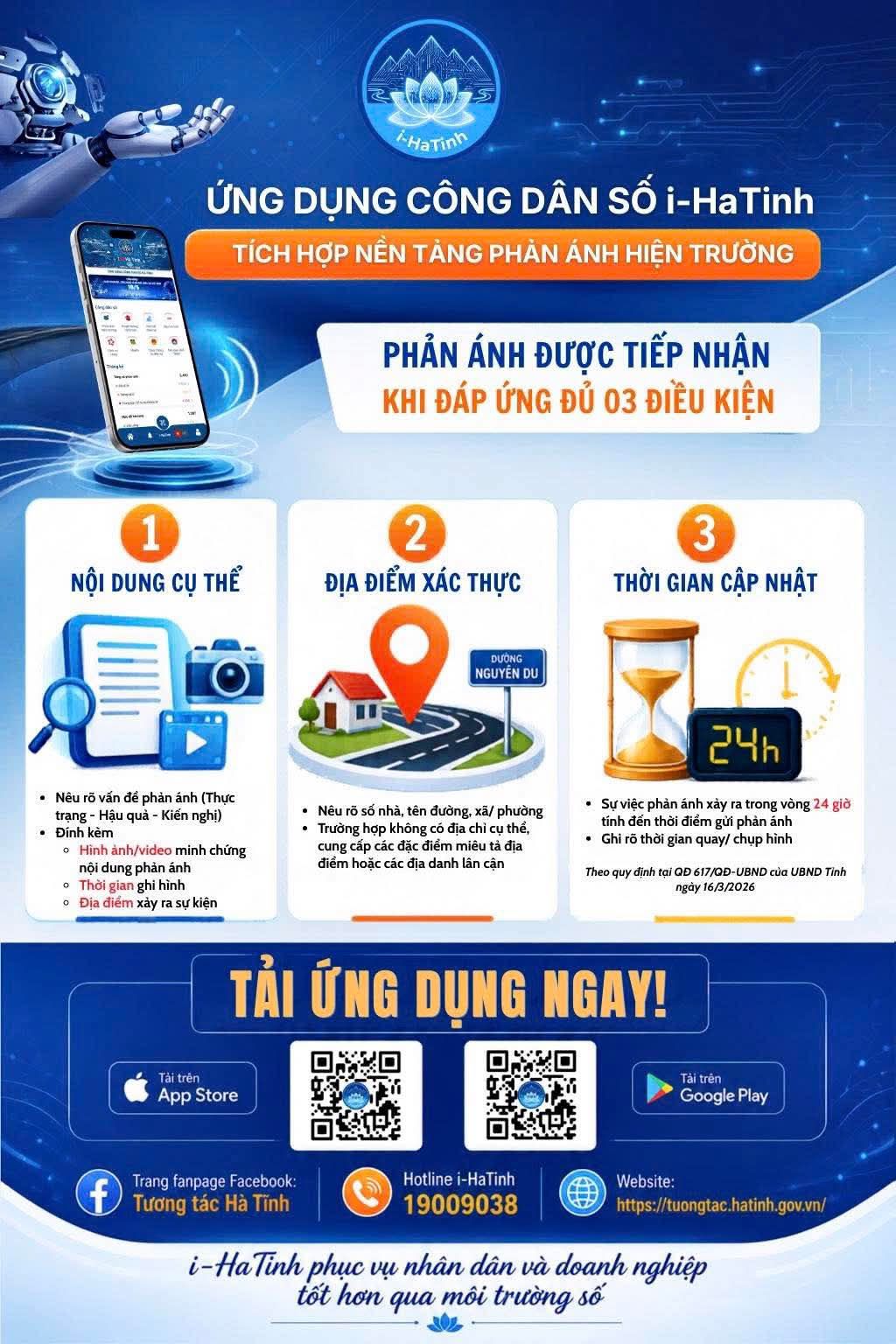 Cài đặt I-Hatinh để phản ánh kiến nghị của người dân