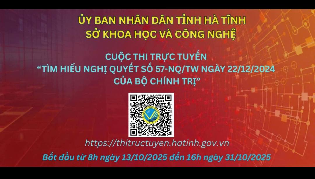 TRỰC TUYẾN “TÌM HIỂU NGHỊ QUYẾT SỐ 57-NQ/TW CỦA BỘ CHÍNH TRỊ VỀ ĐỘT PHÁ PHÁT TRIỂN KHOA HỌC, CÔNG NGHỆ, ĐỔI MỚI SÁNG TẠO VÀ CHUYỂN ĐỔI SỐ QUỐC GIA”