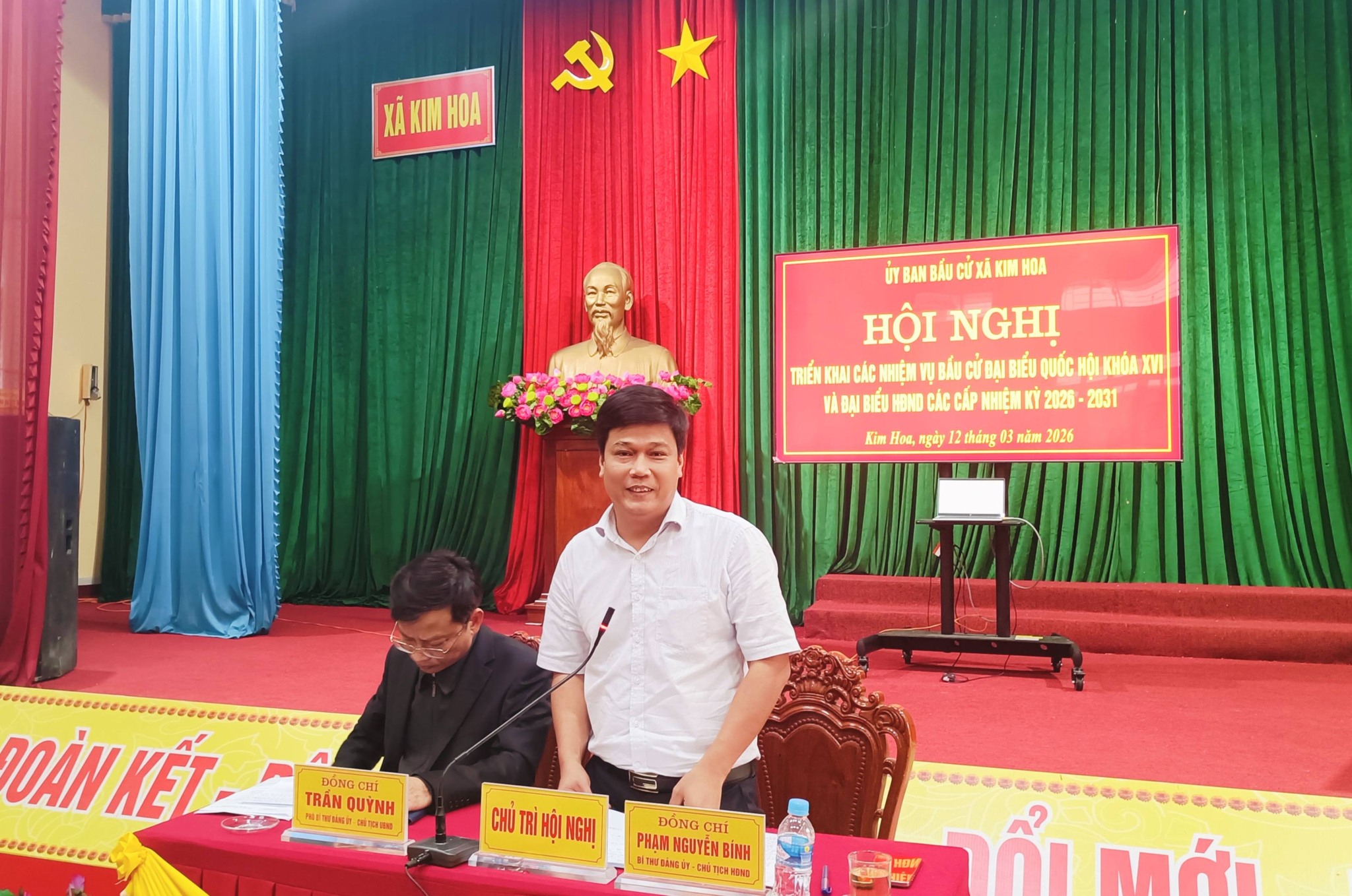 UBBC xã Kim Hoa soát xét công tác chuẩn bị cho ngày hội lớn