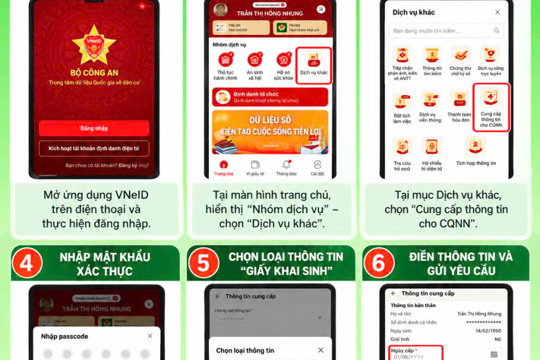 Hướng dẫn tích hợp Giấy khai sinh trên ứng dụng VNeID