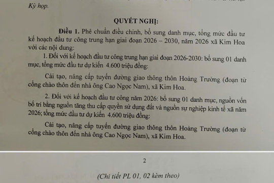 Nghị quyết bổ sung danh mục đầu tư công 