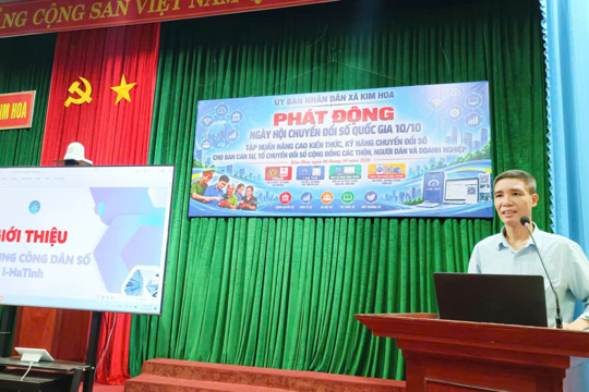 Xã Kim Hoa: Phát động hưởng ứng Ngày chuyển đổi số quốc gia  và tập huấn kỹ năng số 