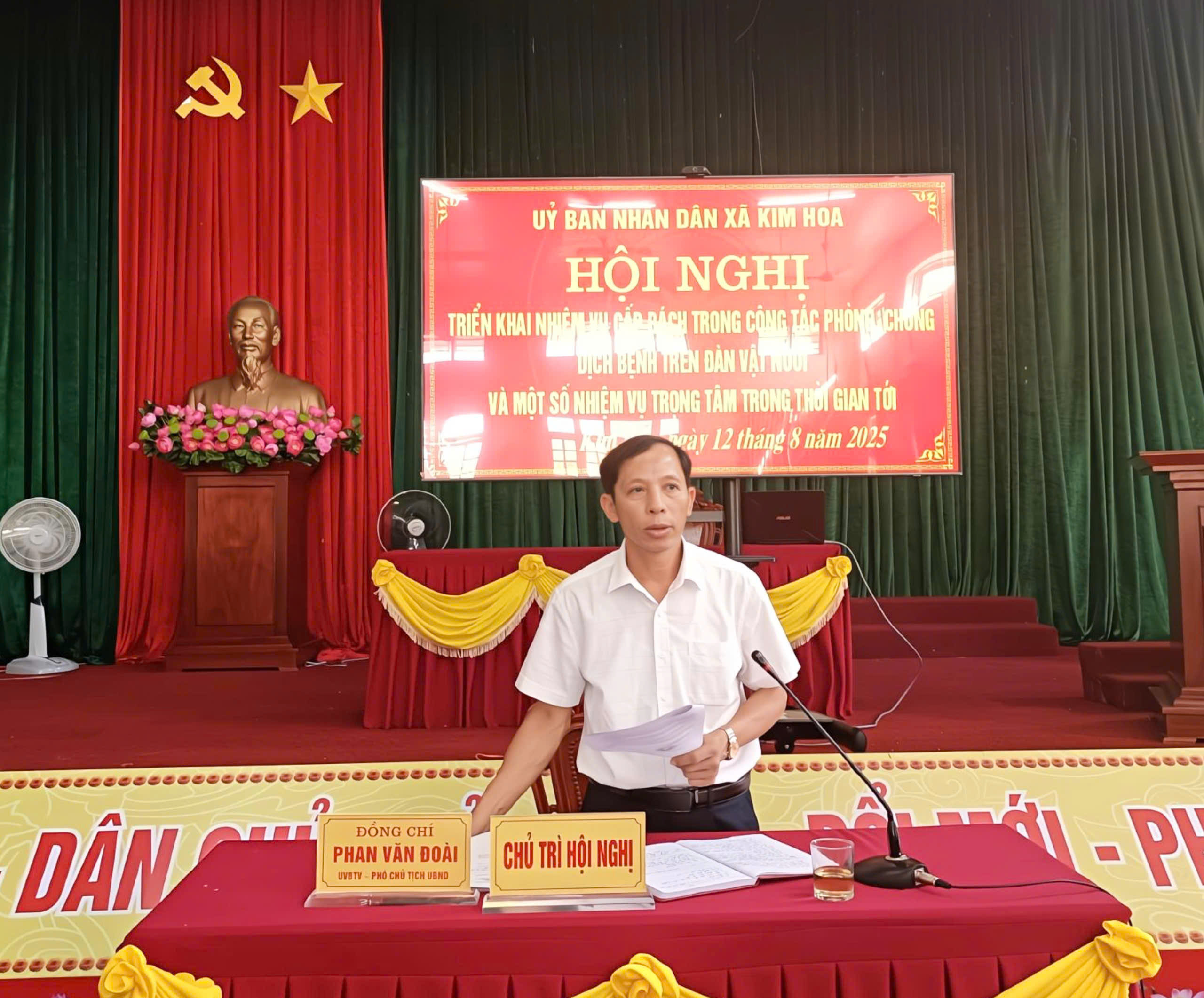 UBND xã Kim Hoa Hội nghị triển khai nhiệm vụ cấp bách chống dịch bệnh gia súc